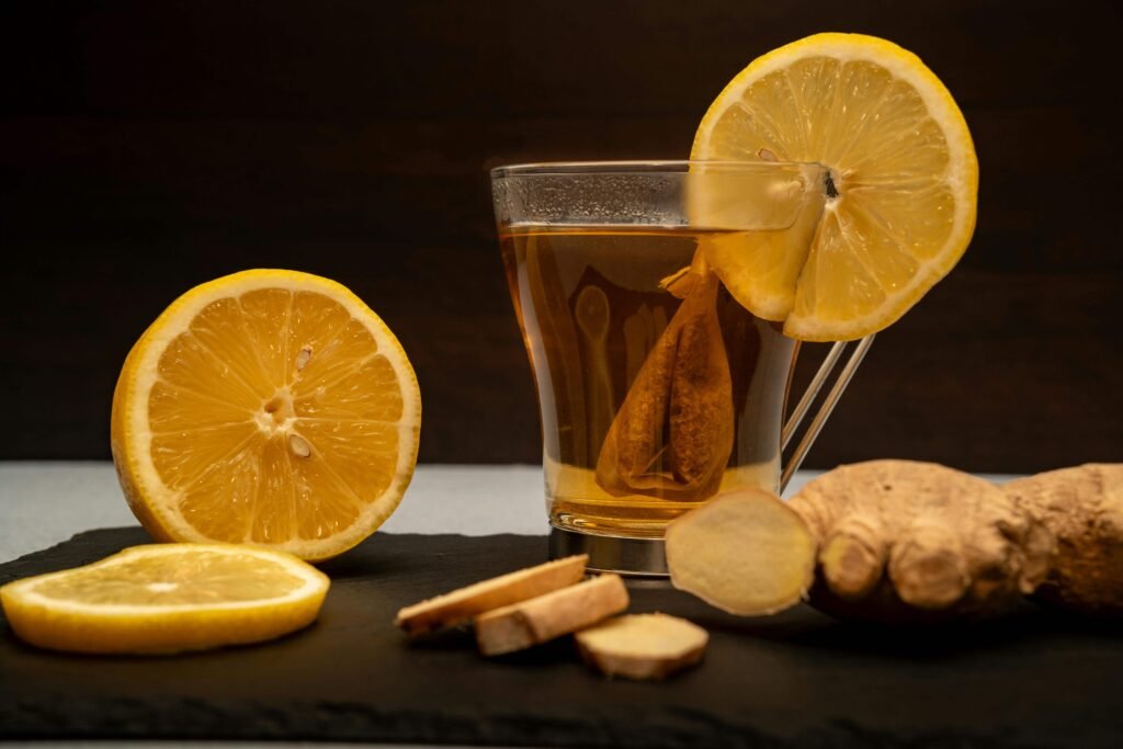 Cup of ginger tea with lemon – gut friendly foods
