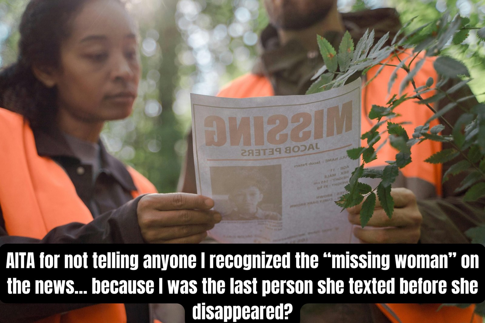 AITA for not telling anyone I recognized the “missing woman” on the news… because I was the last person she texted before she disappeared?