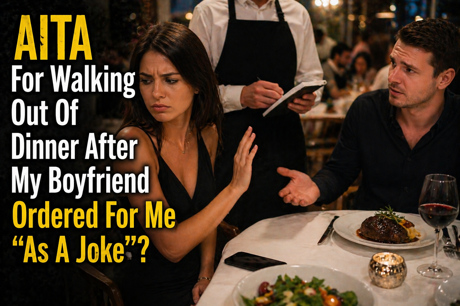 AITA For Walking Out Of Dinner After My Boyfriend Ordered For Me “As A Joke”?