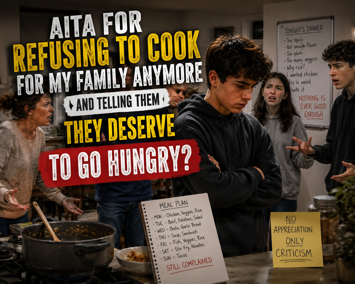 AITA For Refusing To Cook For My Family Anymore And Telling Them They Deserve To Go Hungry?