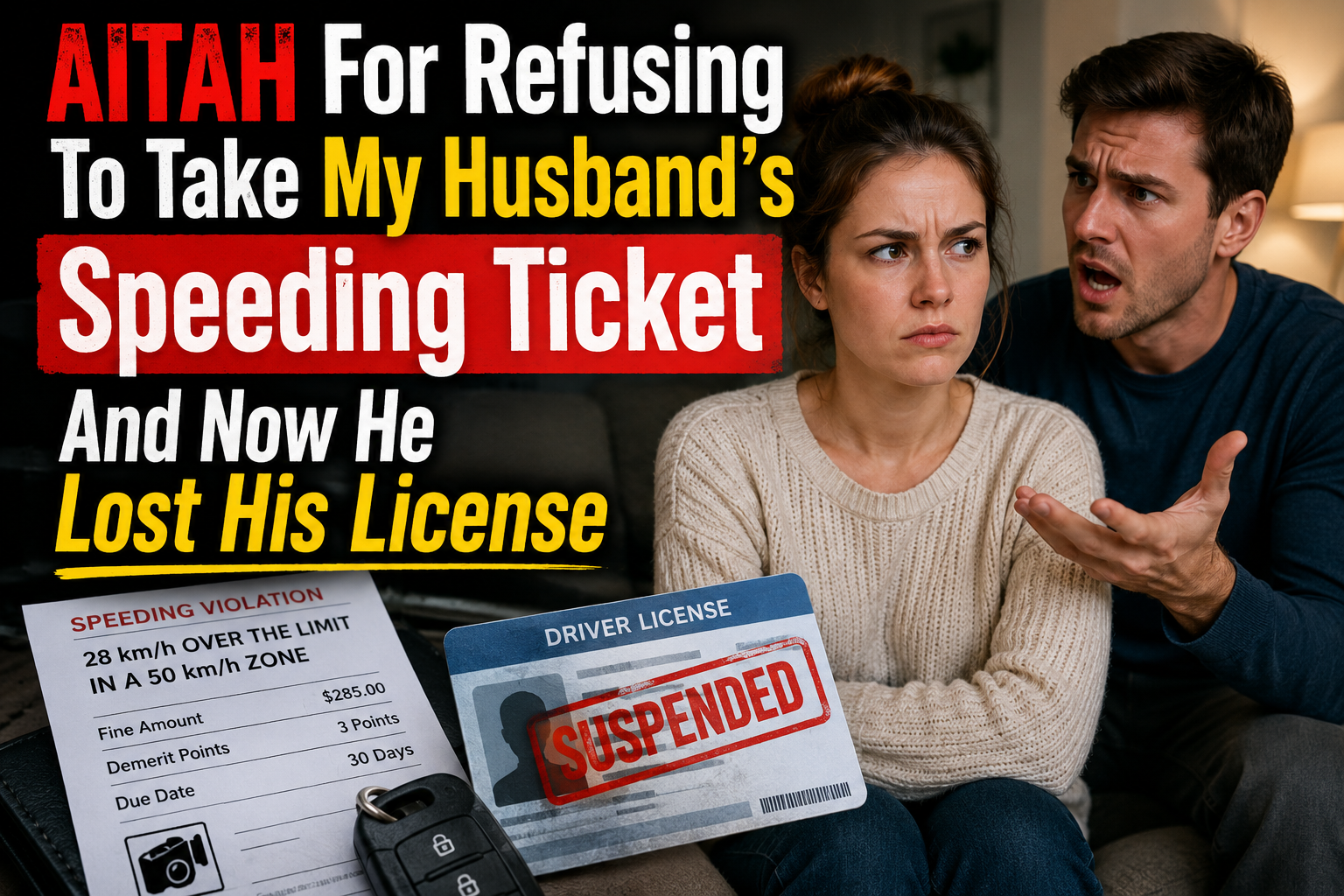 AITAH For Refusing To Take My Husband’s Speeding Ticket And Now He Lost His License