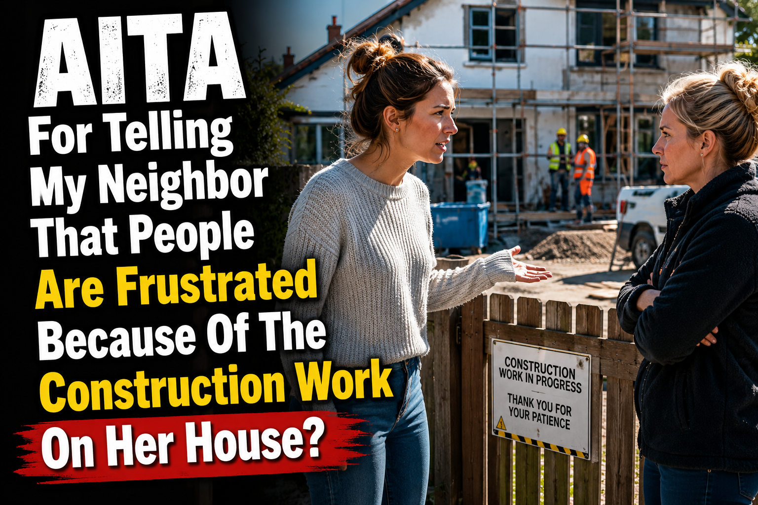 AITA For Telling My Neighbor That People Are Frustrated Because Of The Construction Work On Her House?