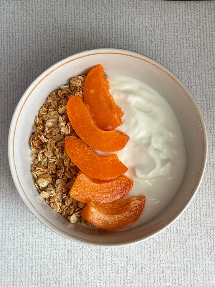 dried apricots into plain yogurt with nuts