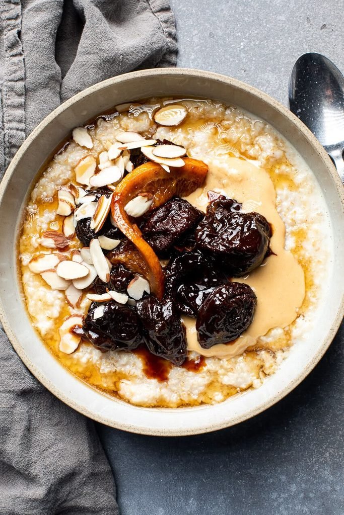 chopped prunes to warm oatmeal